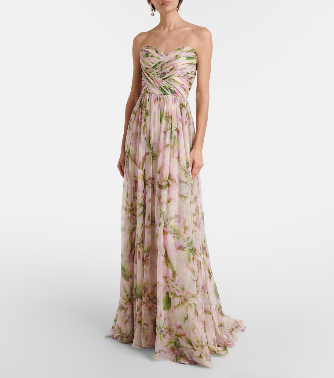 Floral silk chiffon gown | Monique Lhuillier