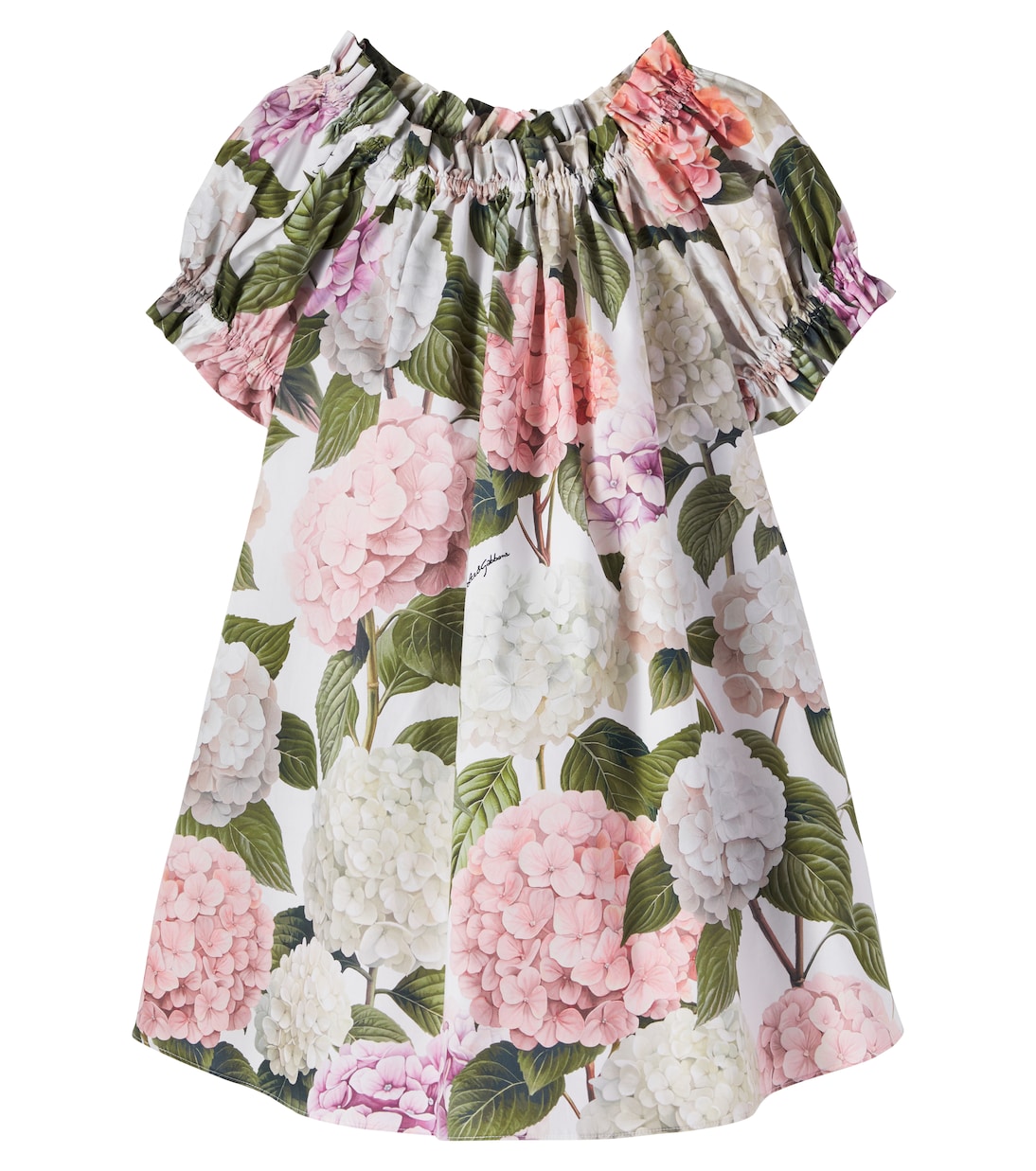 Abito in cotone con stampa floreale | Dolce&Gabbana Kids