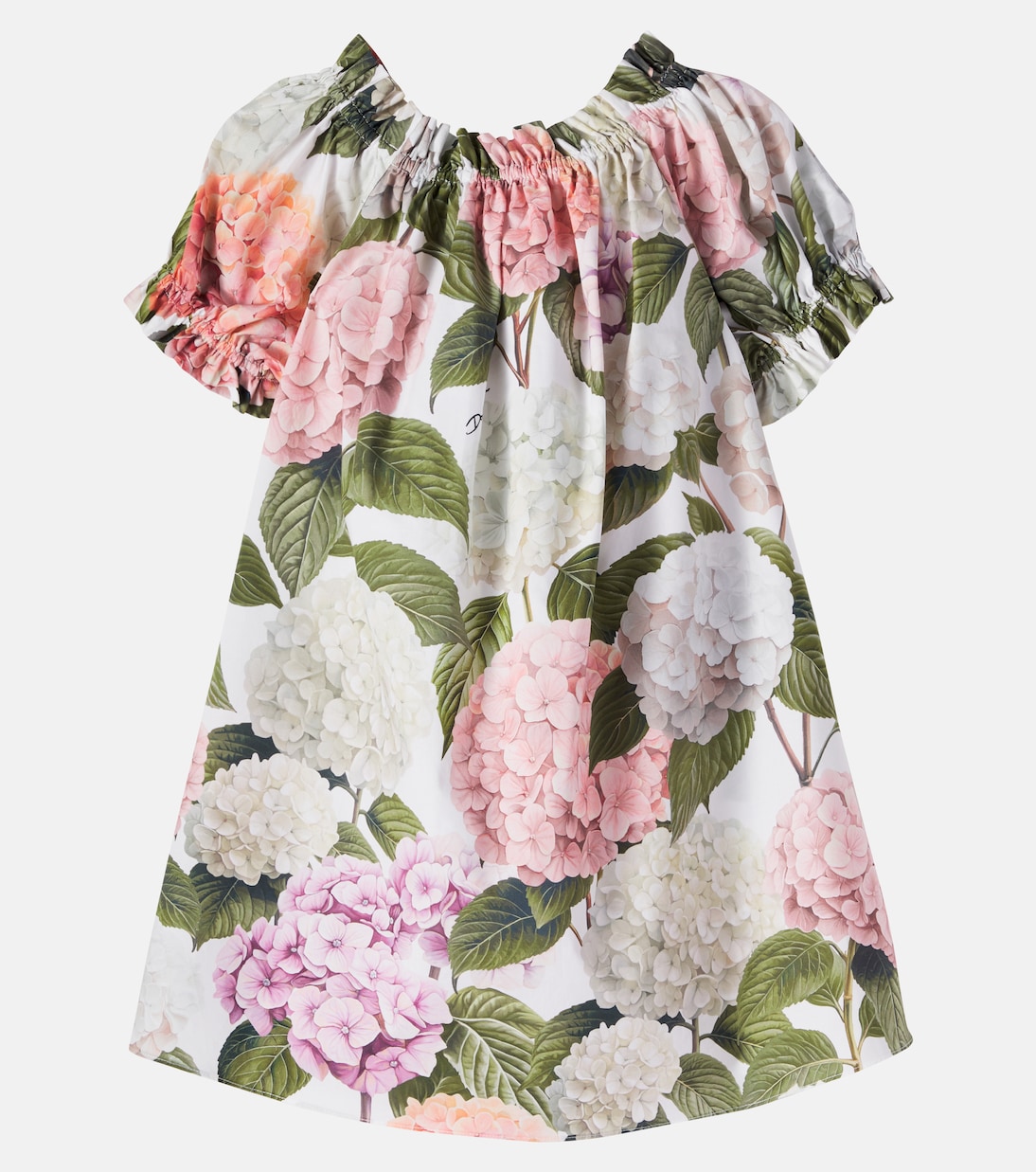 Abito in cotone con stampa floreale | Dolce&Gabbana Kids