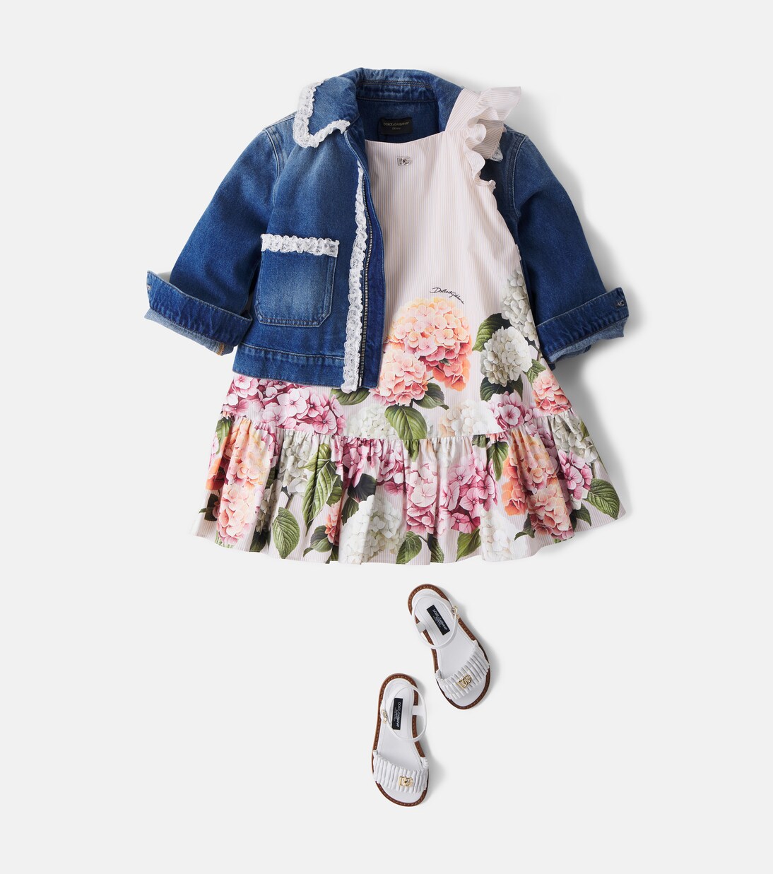 DG floral striped cotton dress | Dolce&Gabbana Kids
