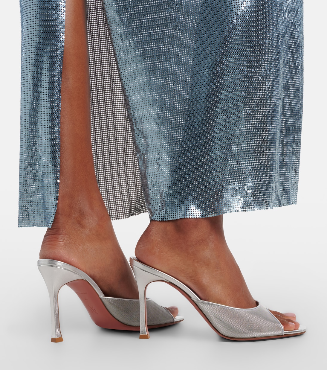 Alexa leather-trimmed mesh mules | Amina Muaddi