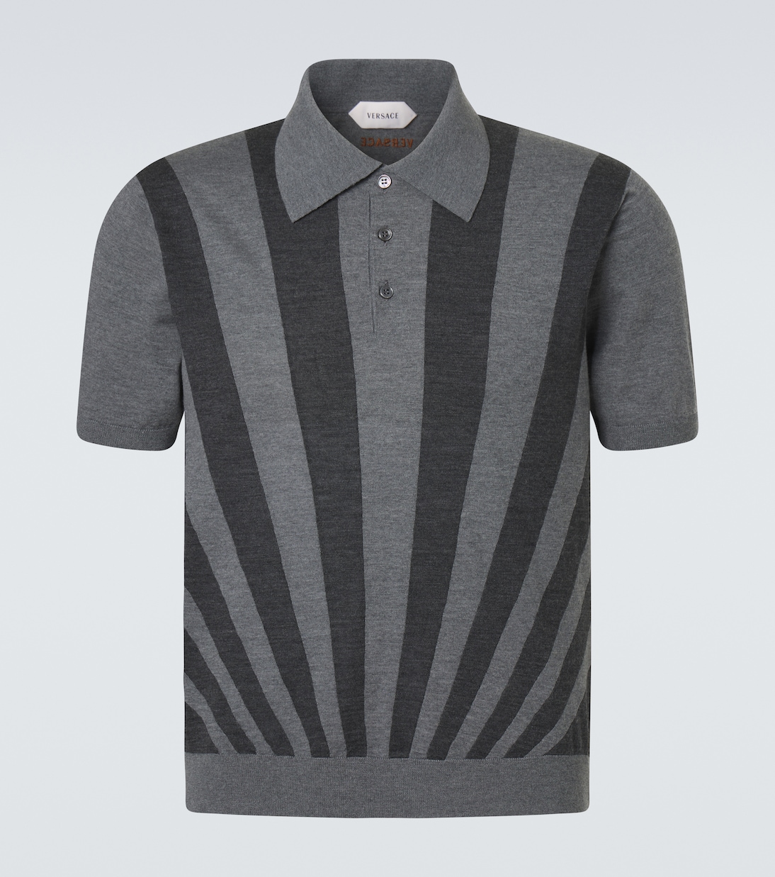 Intarsia striped virgin wool polo shirt | Versace