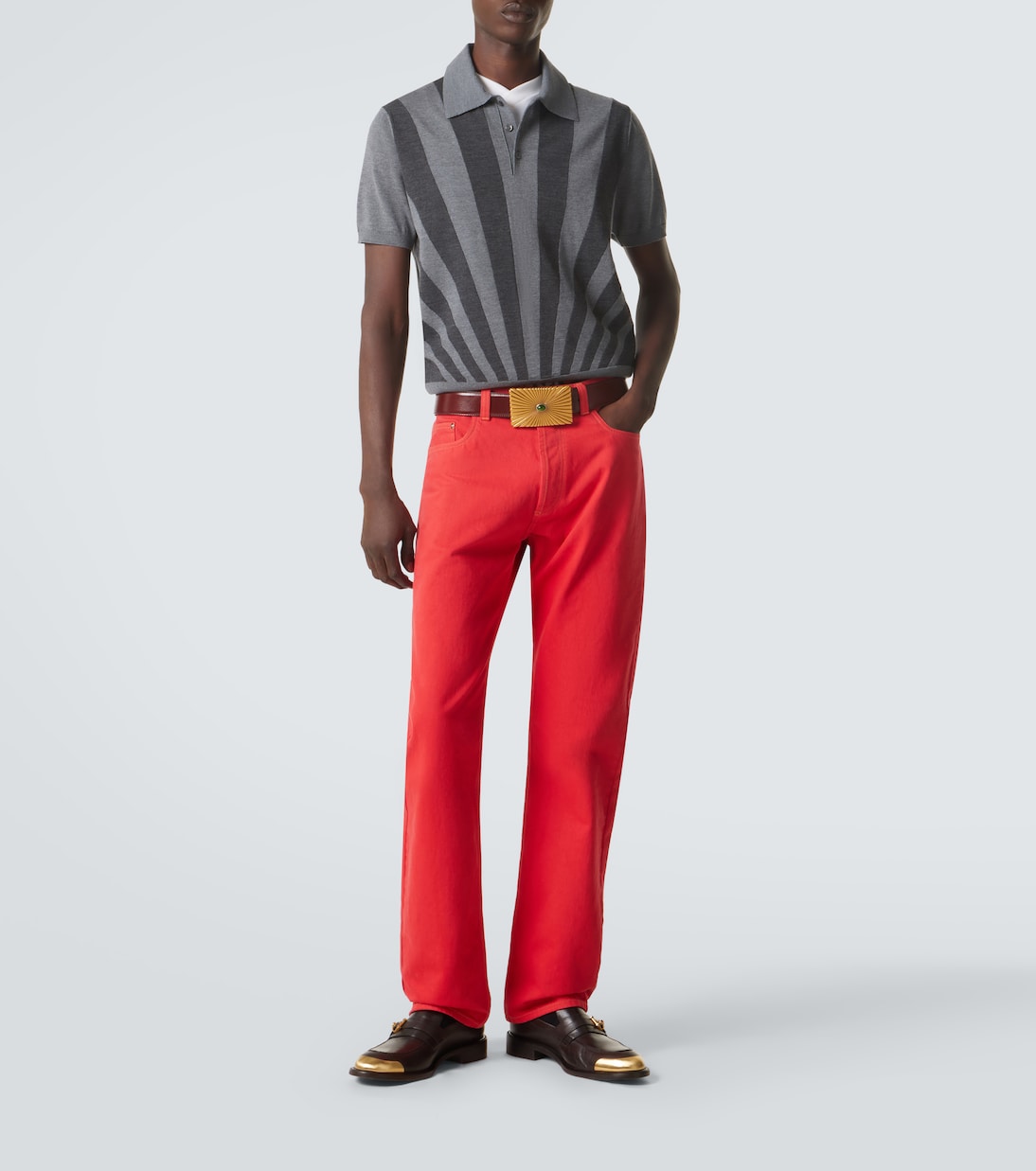 Intarsia striped virgin wool polo shirt | Versace