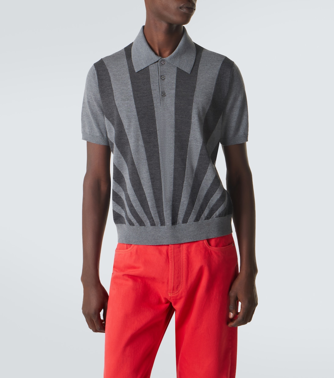 Intarsia striped virgin wool polo shirt | Versace