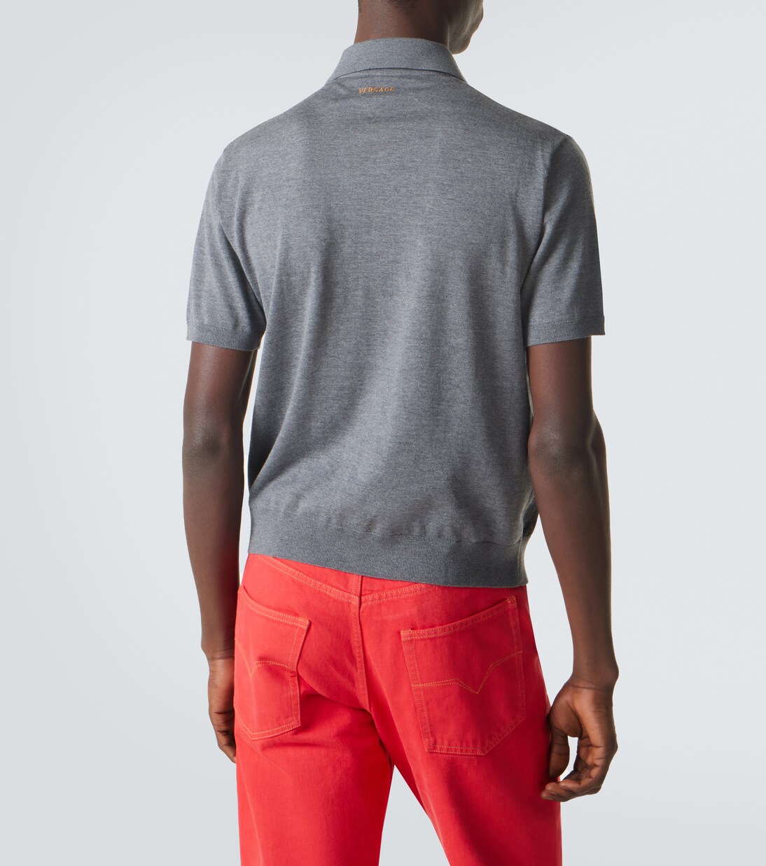 Intarsia striped virgin wool polo shirt | Versace