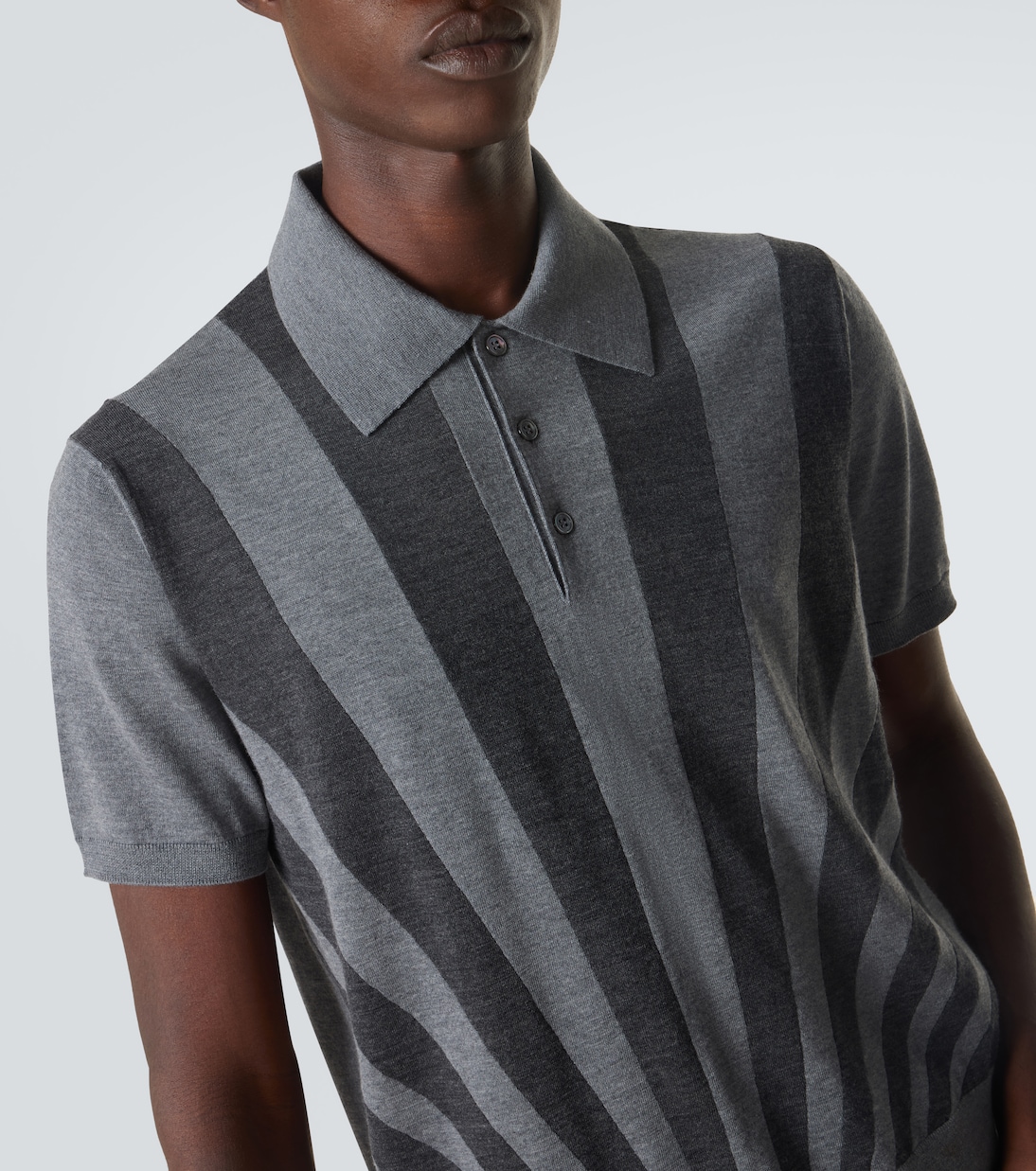 Intarsia striped virgin wool polo shirt | Versace