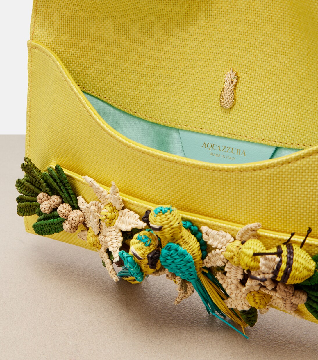 Birdsong Small raffia clutch | Aquazzura