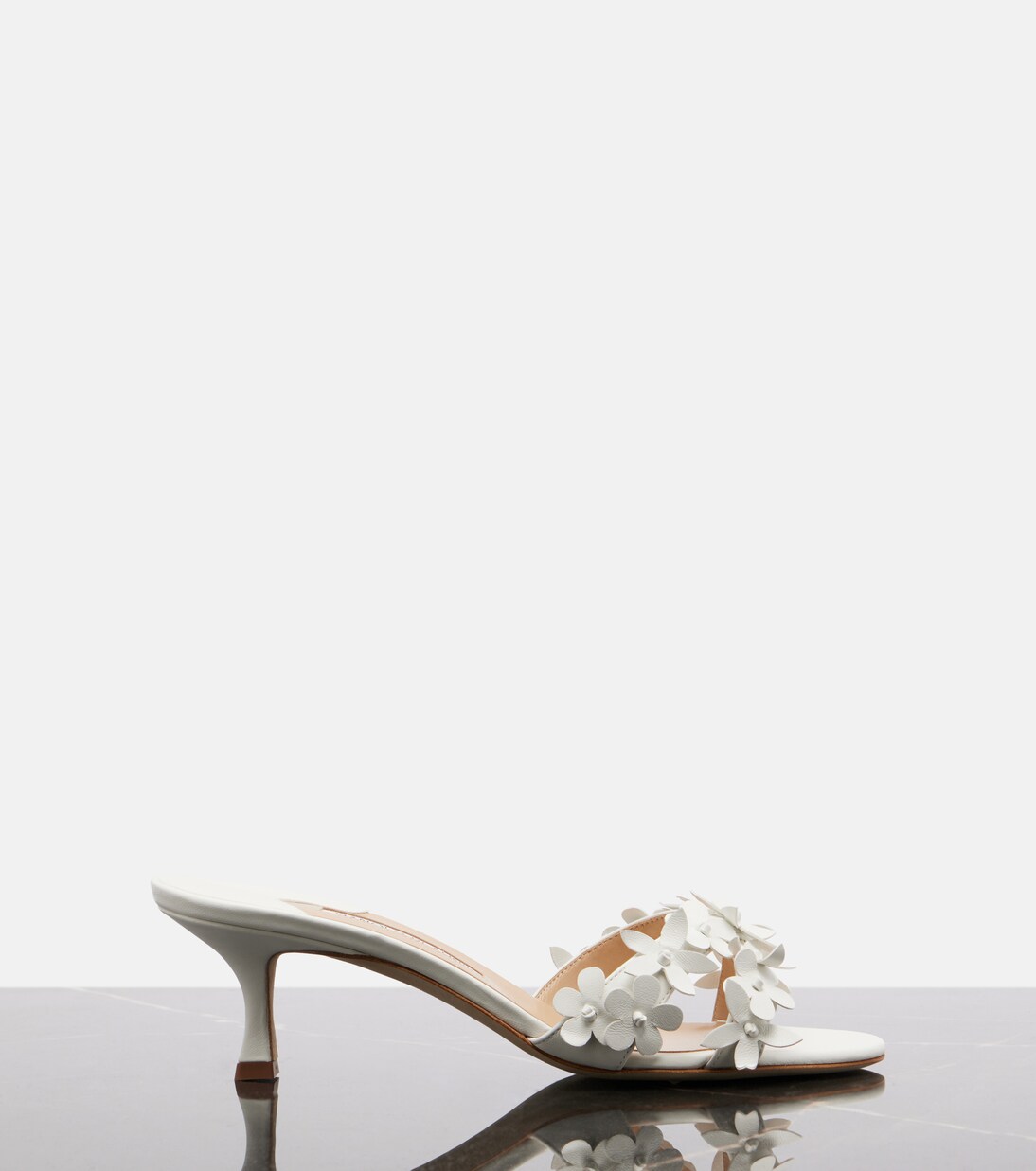 Anistarona floral-appliqué leather mules | Manolo Blahnik