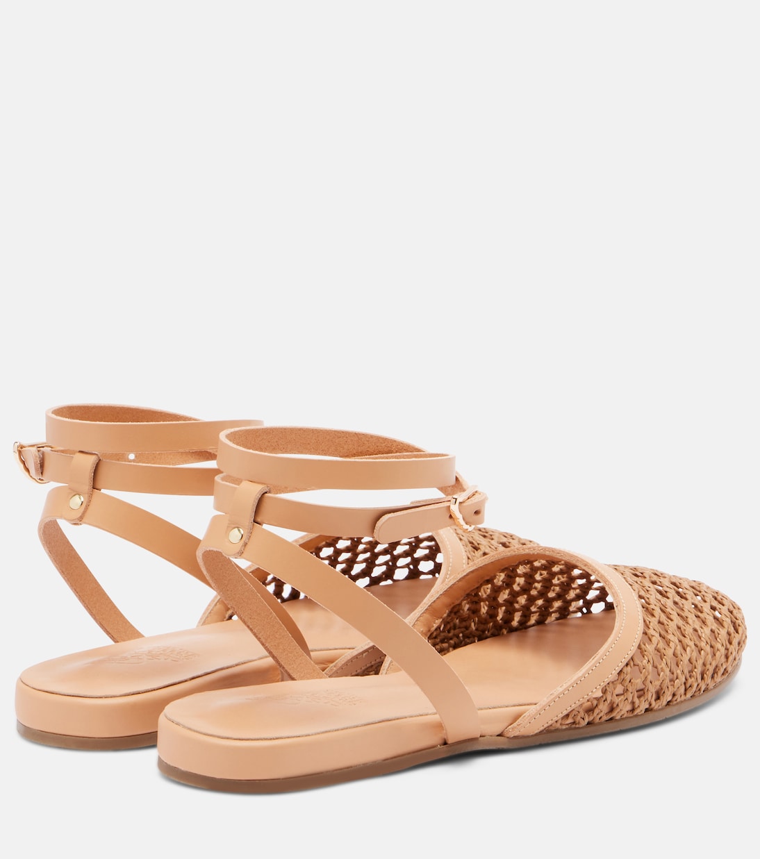 Filothea leather-trimmed raffia slingback flats | Ancient Greek Sandals
