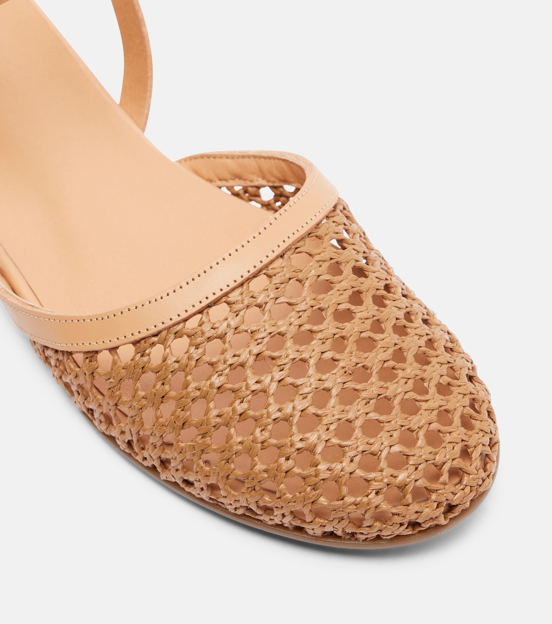 Filothea leather-trimmed raffia slingback flats | Ancient Greek Sandals