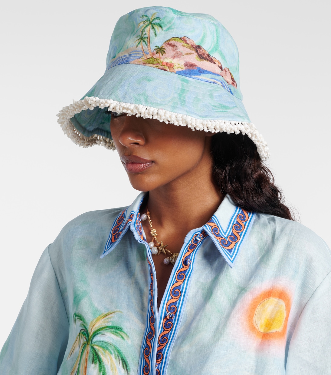 Printed linen bucket hat | Alémais