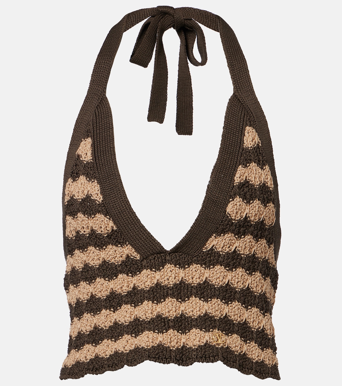 Striped knitted cotton crop top | Valentino