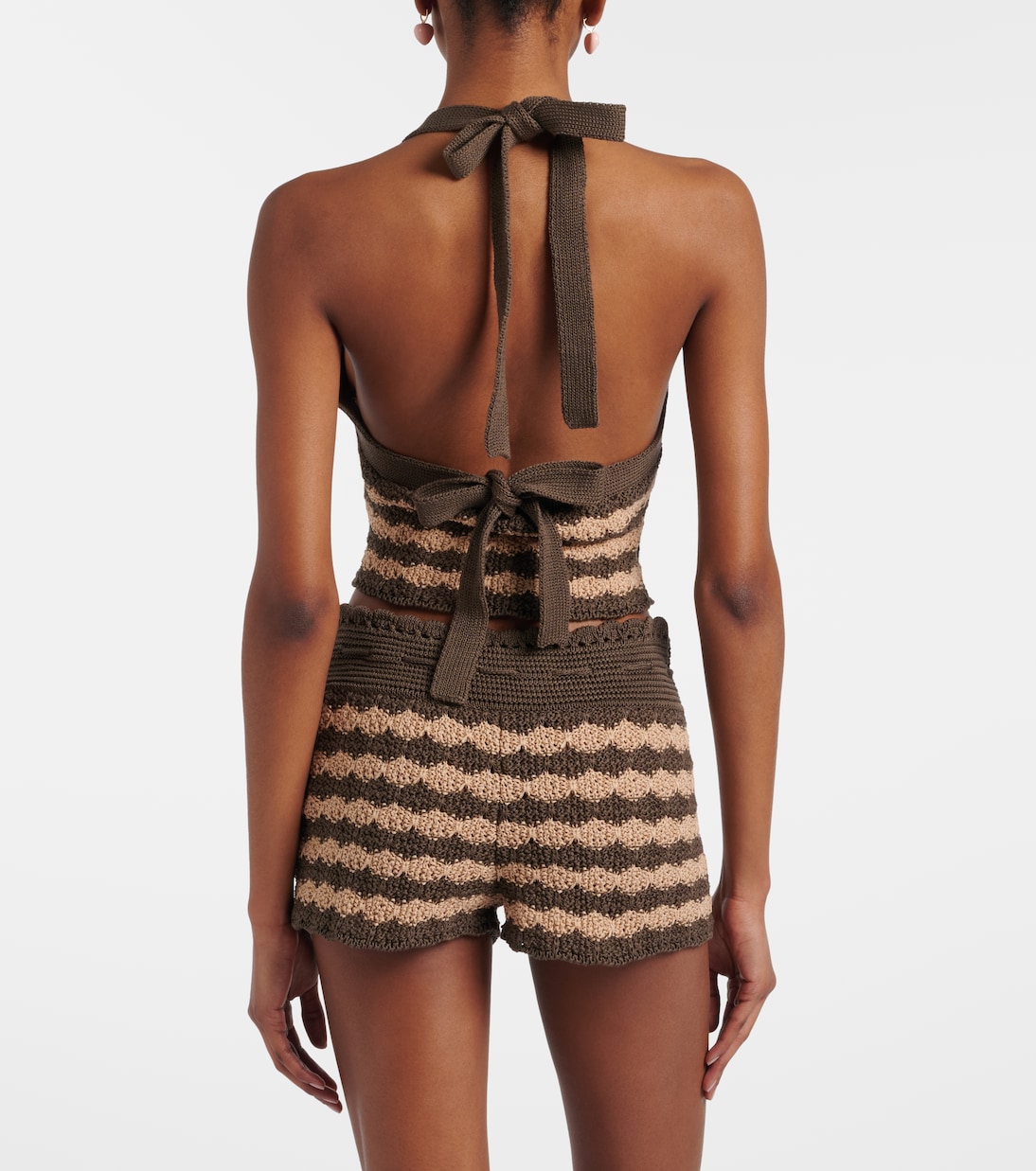 Striped knitted cotton crop top | Valentino