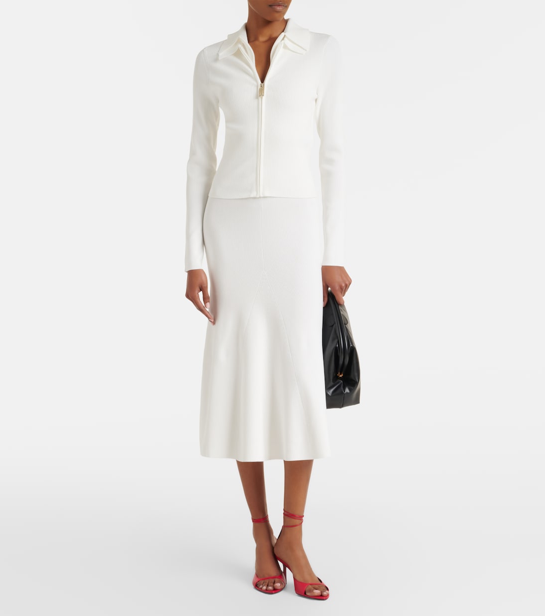 Mila ribbed-knit zip-up top | Victoria Beckham