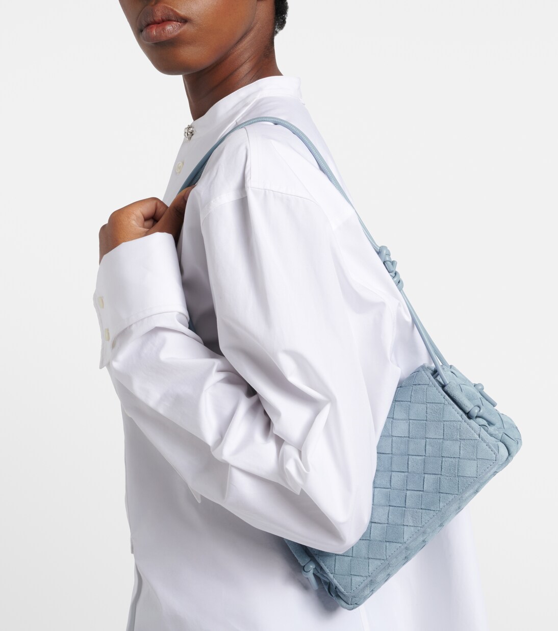 Notturno Intrecciato suede crossbody bag | Bottega Veneta