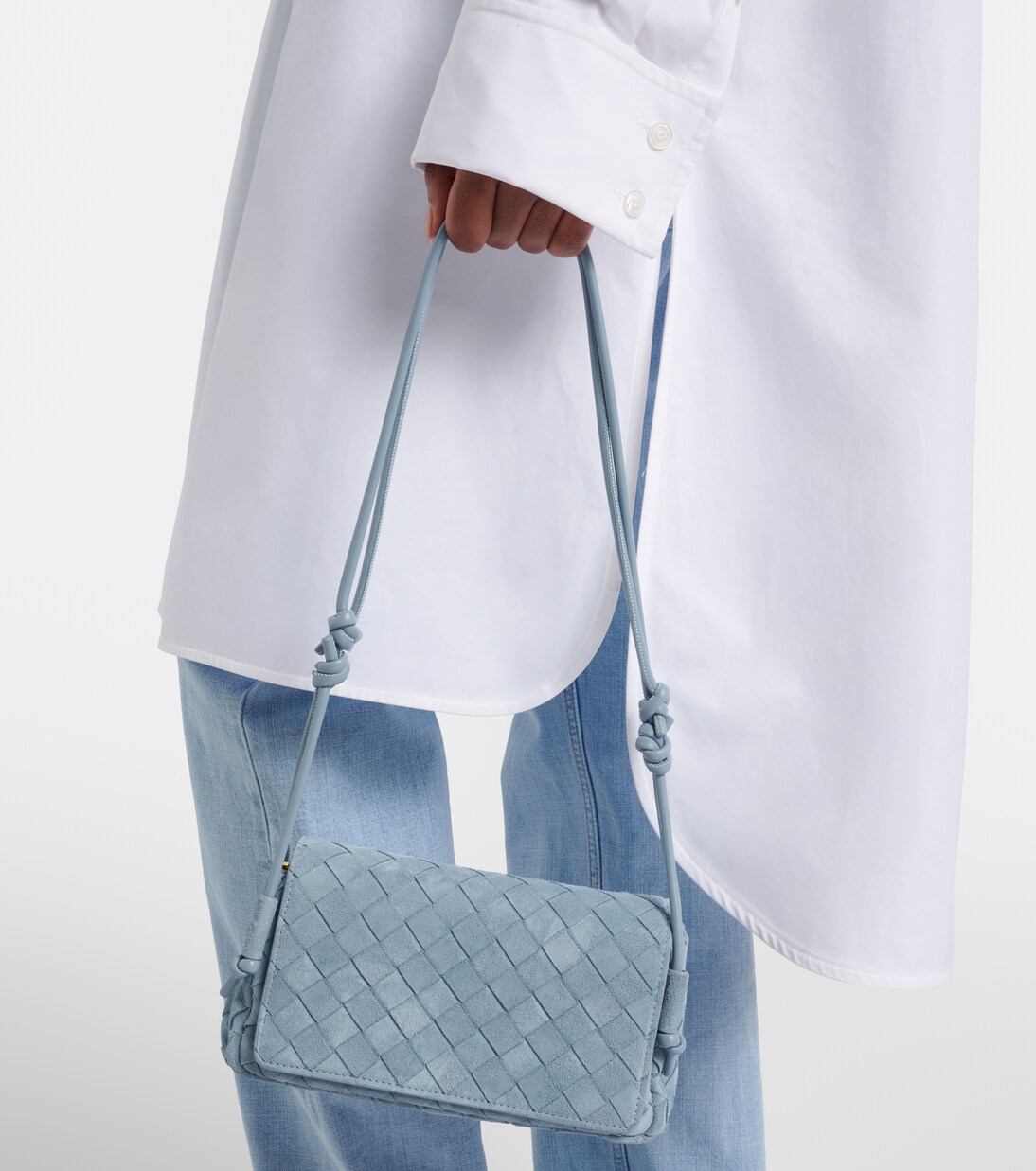Notturno Intrecciato suede crossbody bag | Bottega Veneta
