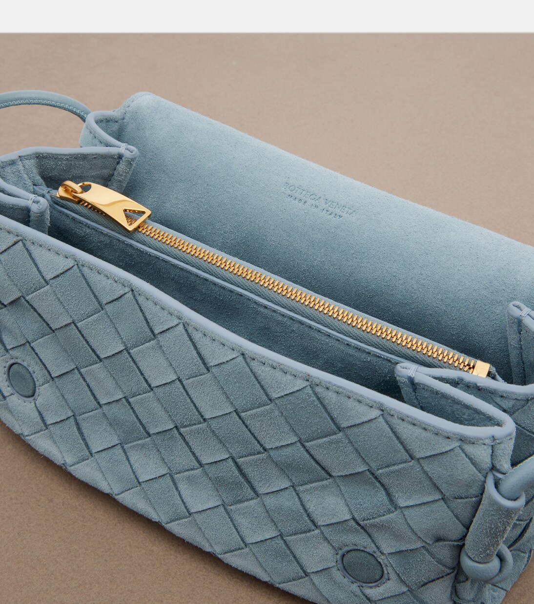 Notturno Intrecciato suede crossbody bag | Bottega Veneta