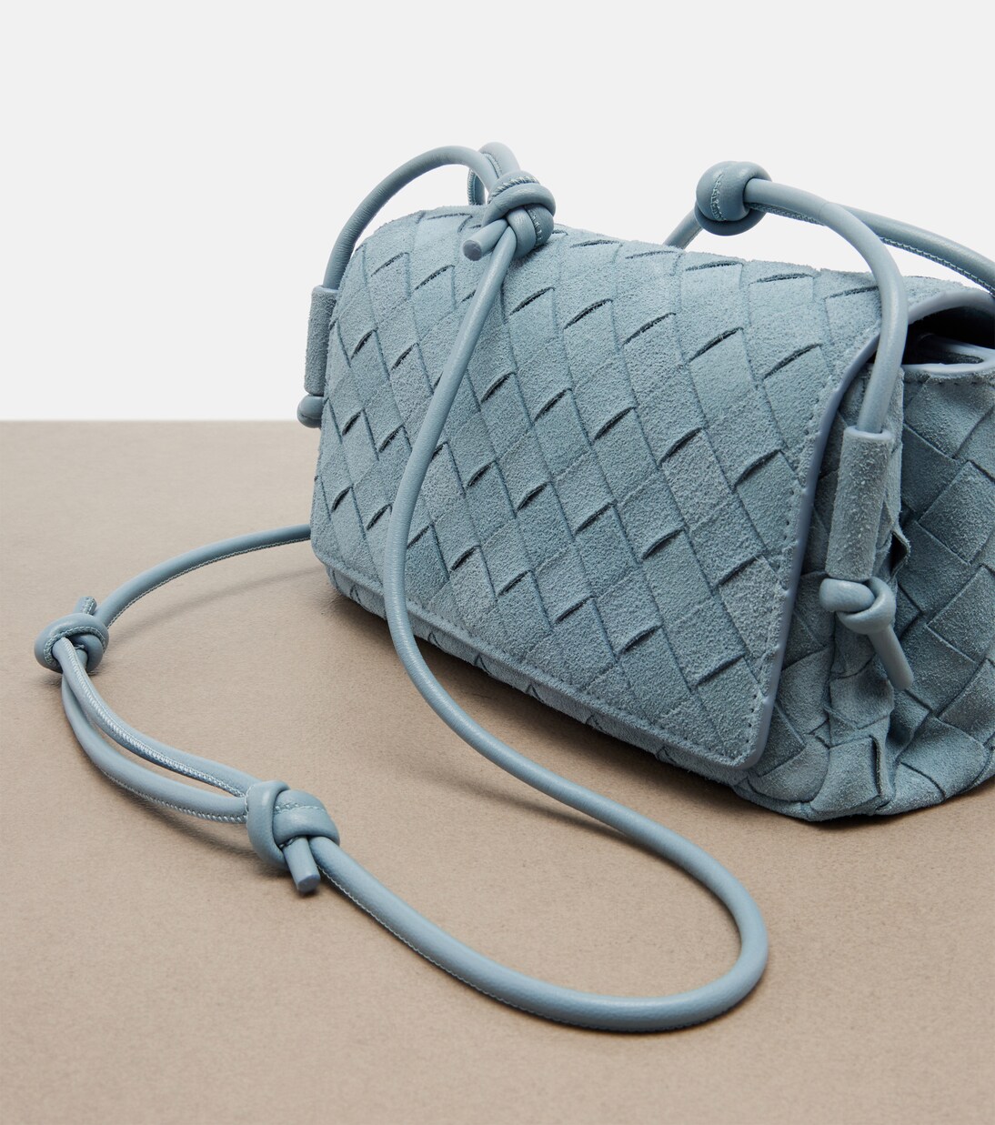 Notturno Intrecciato suede crossbody bag | Bottega Veneta