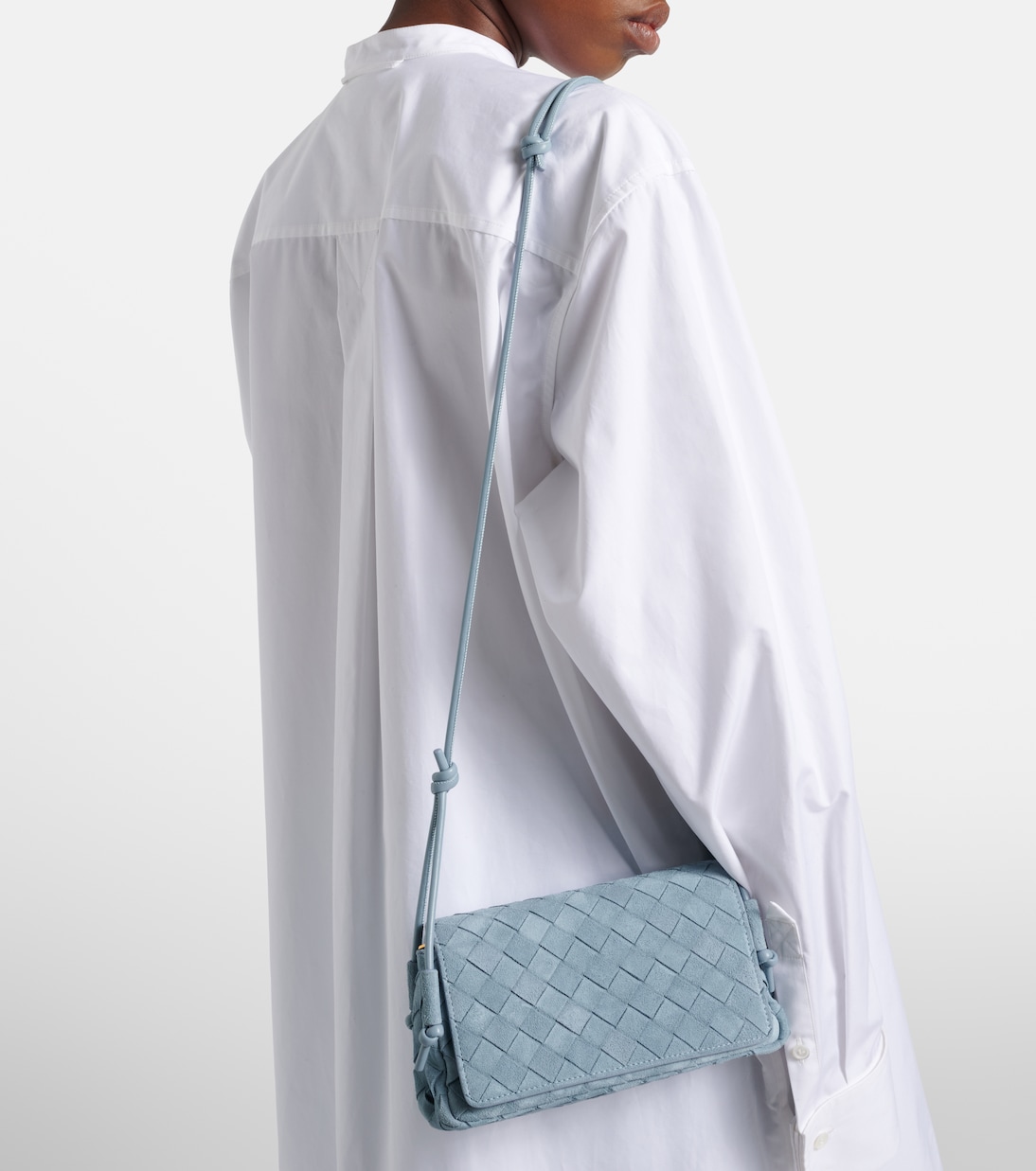 Notturno Intrecciato suede crossbody bag | Bottega Veneta