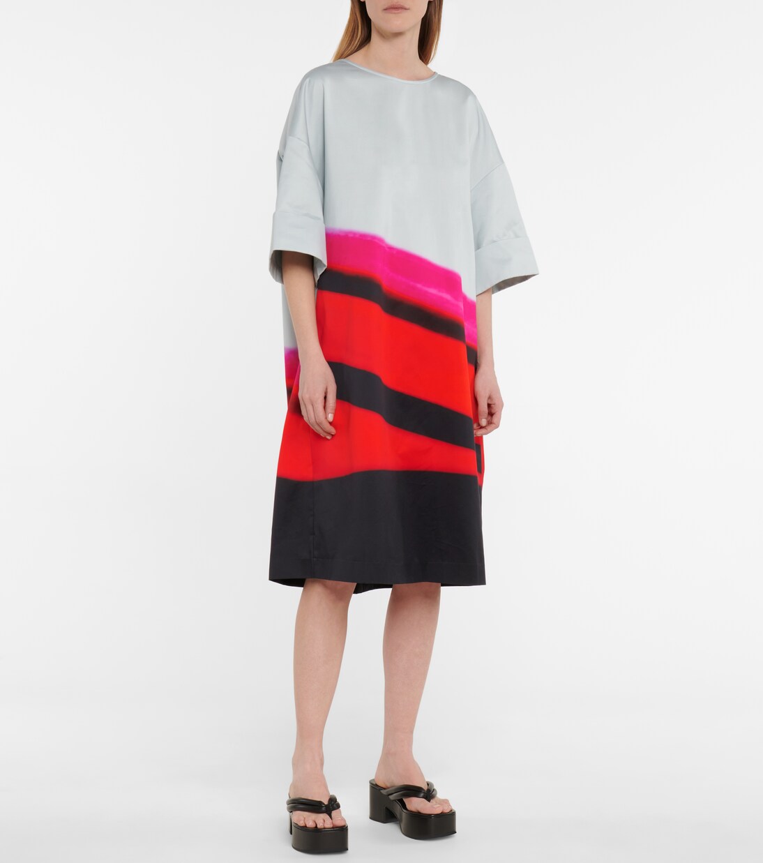 Gestreiftes Midikleid aus Satin | Dries Van Noten