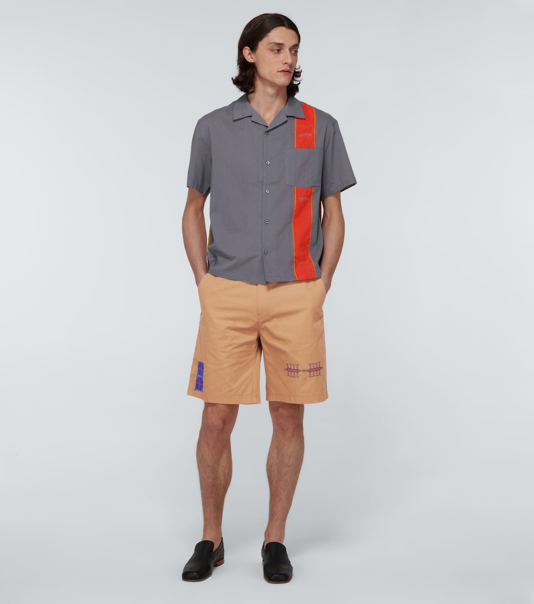 Woodblock short-sleeved shirt | Adish