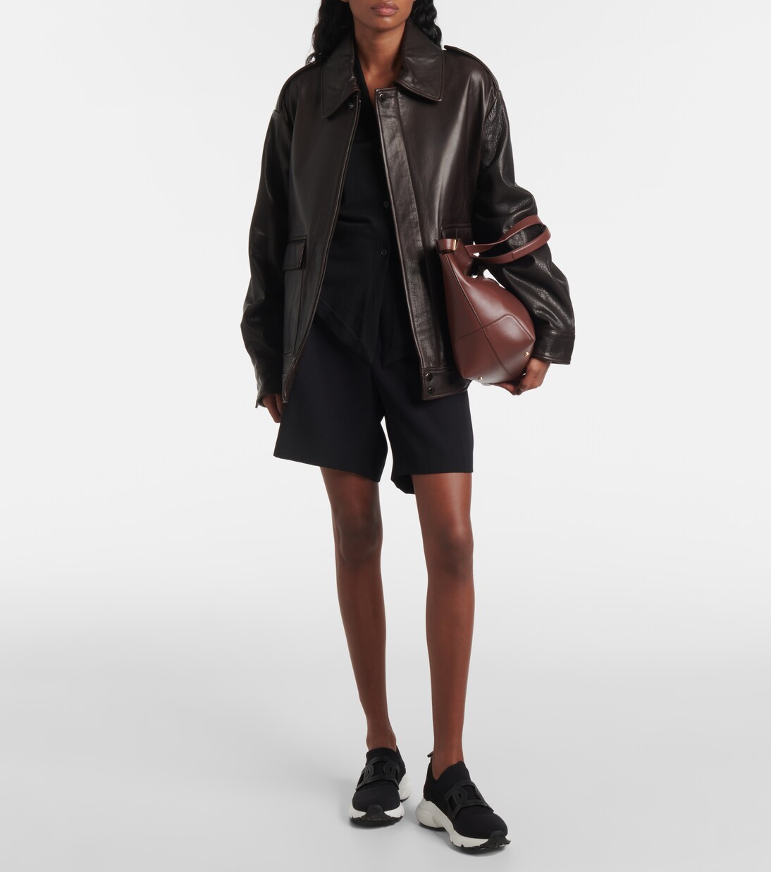 Leather-trimmed knit sneakers | Tod's