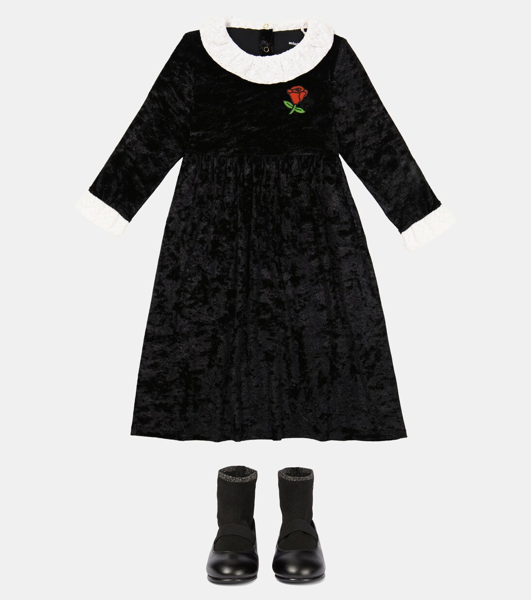 Embroidered velour dress | Mini Rodini