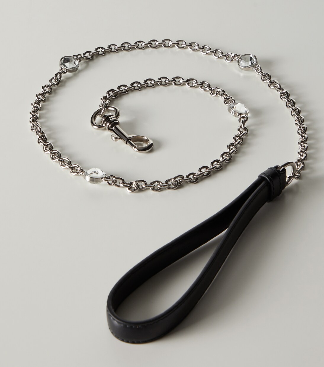 Chain and leather dog leash | Miu Miu