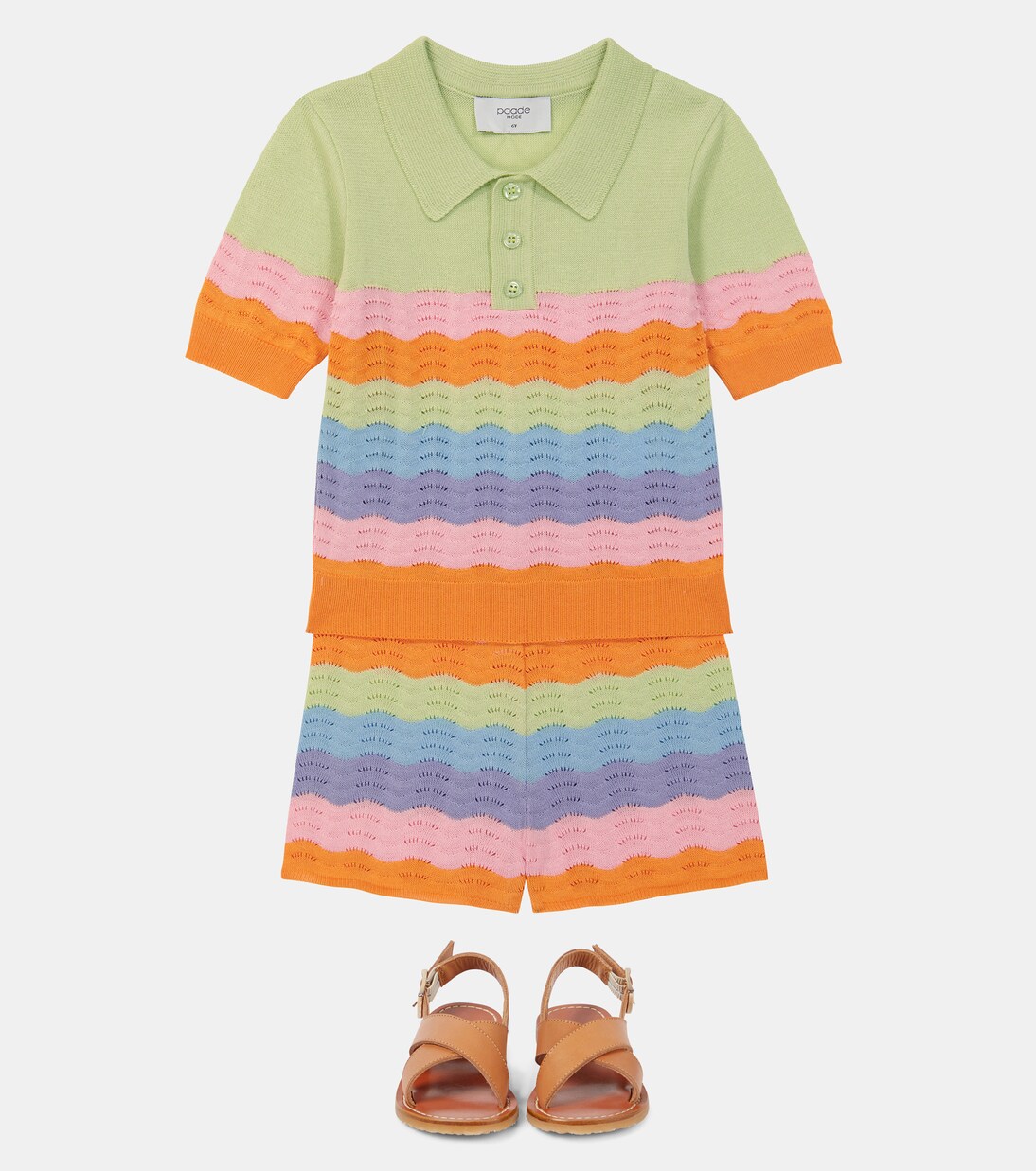 Pointelle cotton polo top | Paade Mode