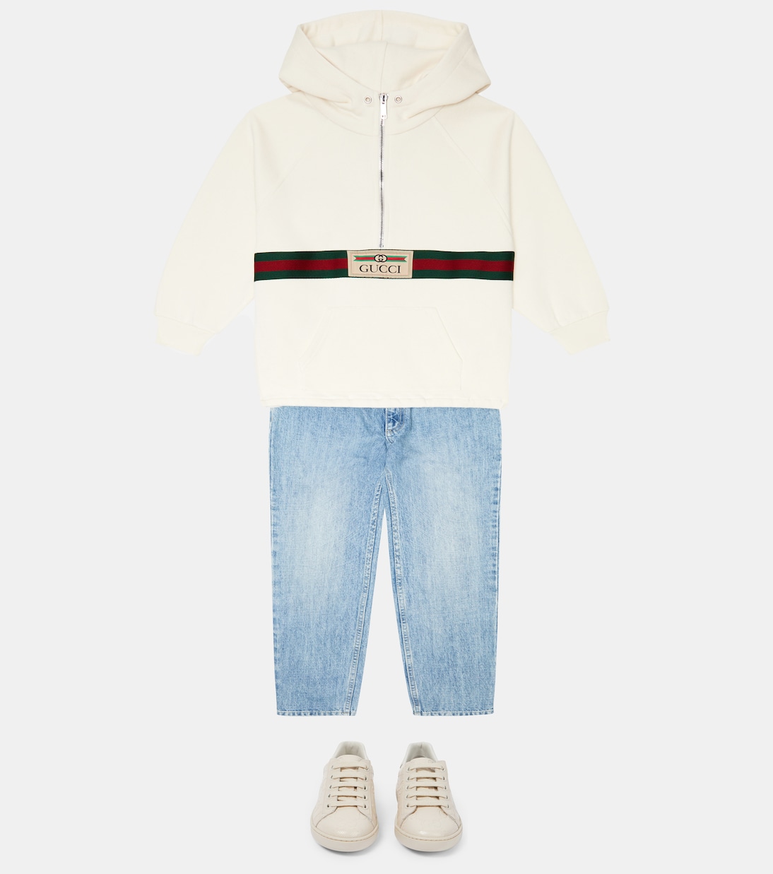 Web cotton jersey hoodie | Gucci Kids