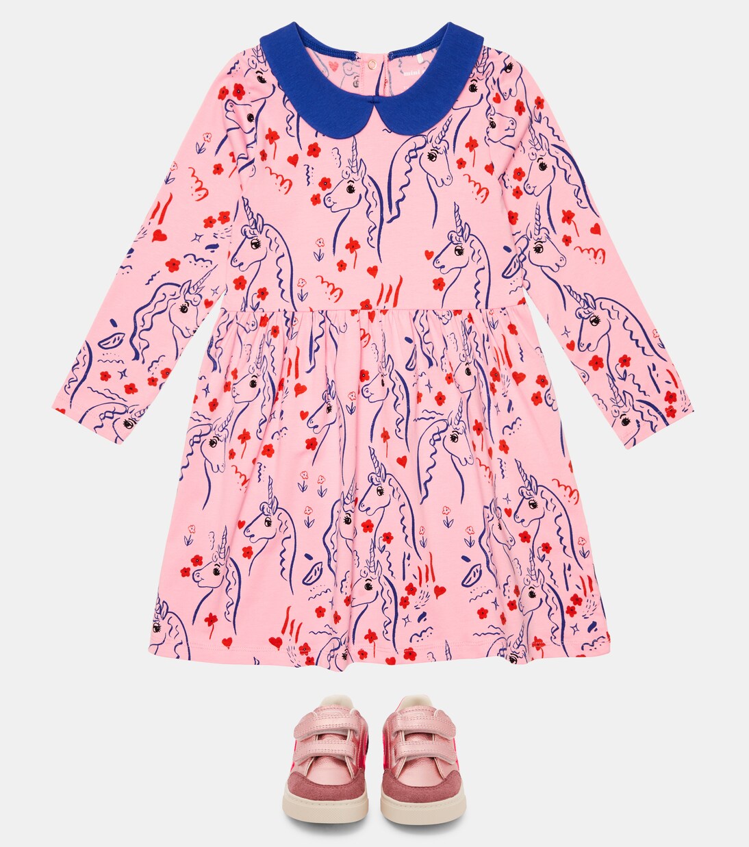 Unicorn printed cotton-blend dress | Mini Rodini