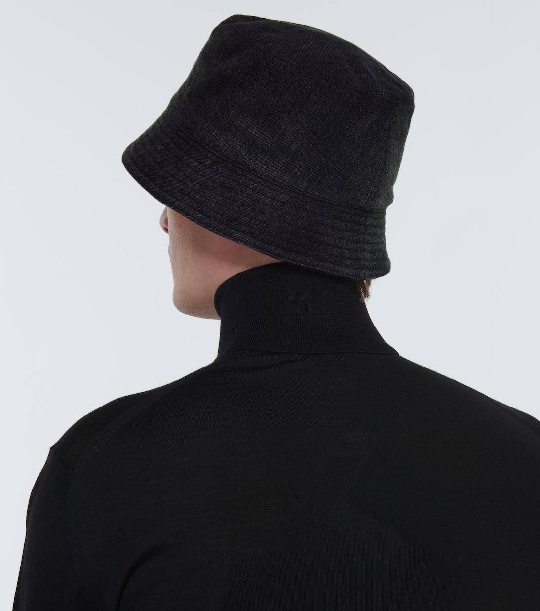 Logo plaque denim bucket hat | Prada