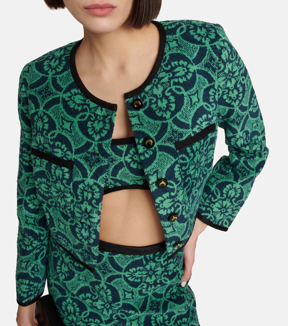 Jacquard cropped cotton jacket | Marine Serre