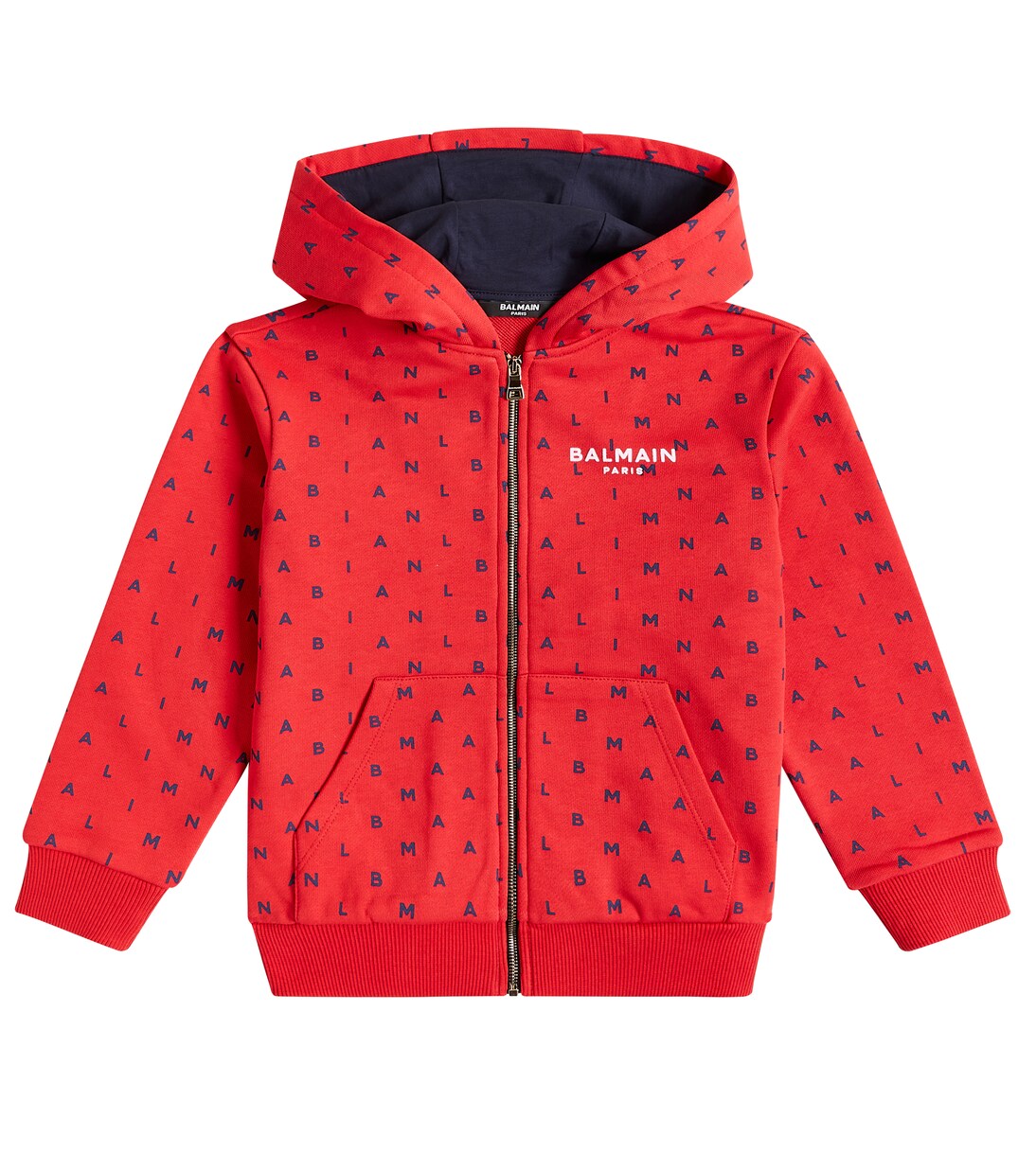 Logo cotton zip-up hoodie | Balmain Kids