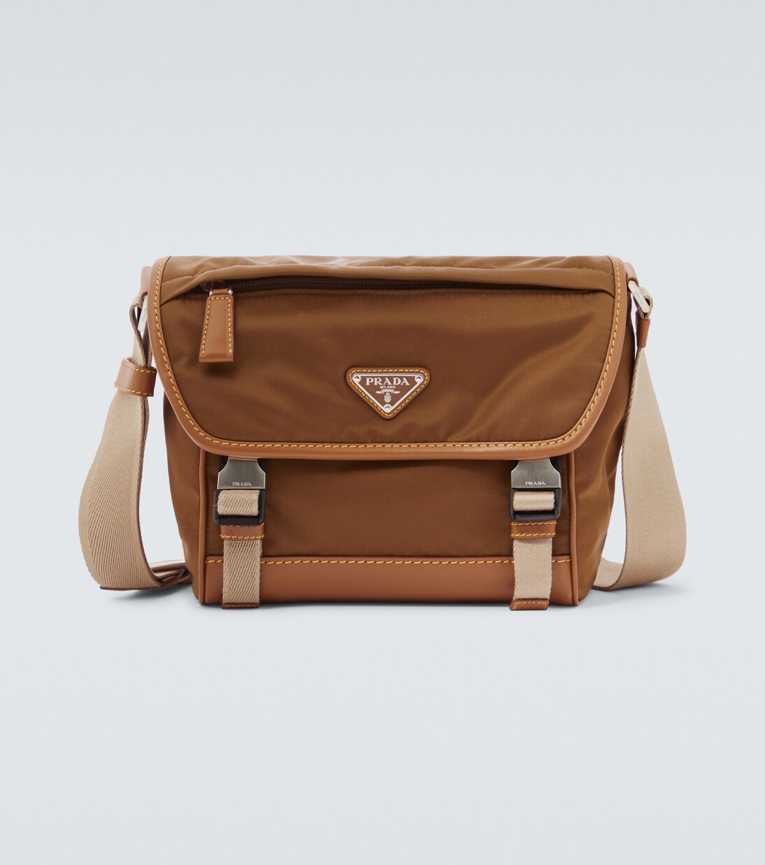 Re-Nylon leather-trimmed shoulder bag | Prada