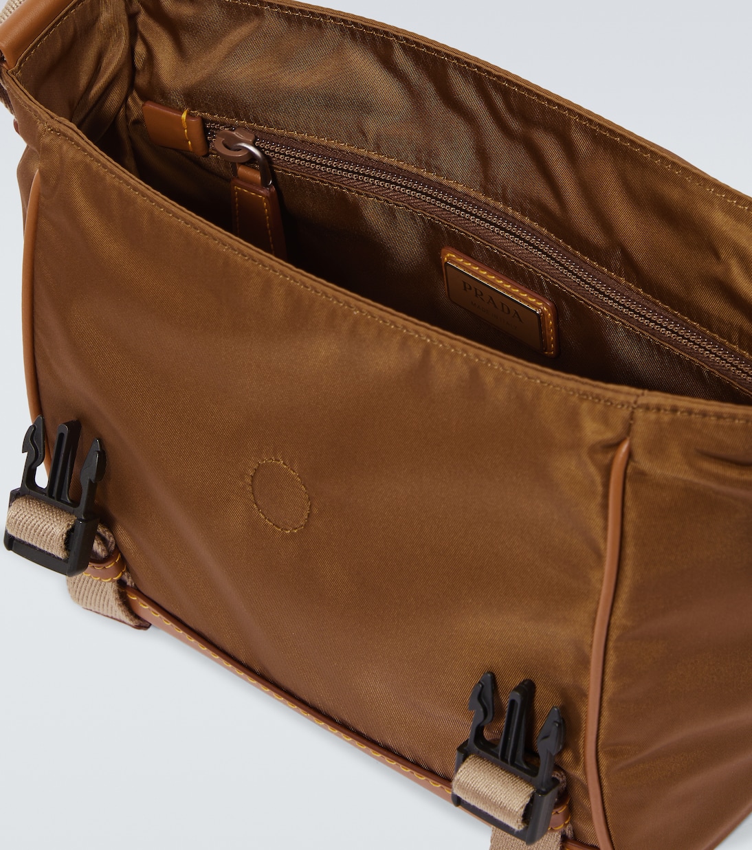 Re-Nylon leather-trimmed shoulder bag | Prada