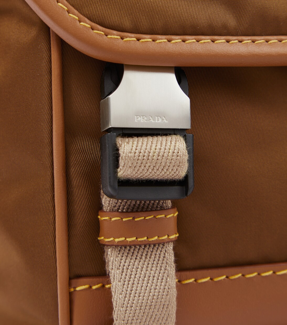 Re-Nylon leather-trimmed shoulder bag | Prada