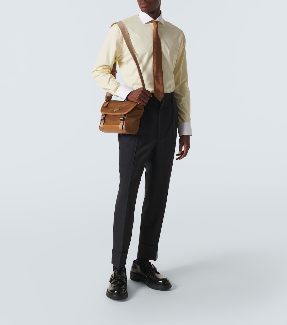 Re-Nylon leather-trimmed shoulder bag | Prada