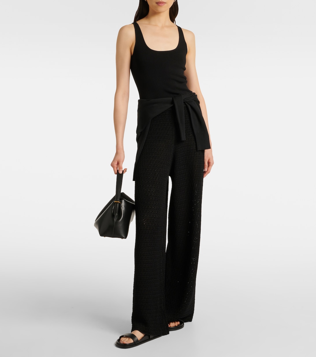 Weite High-Rise-Hose aus Häkelstrick | Toteme