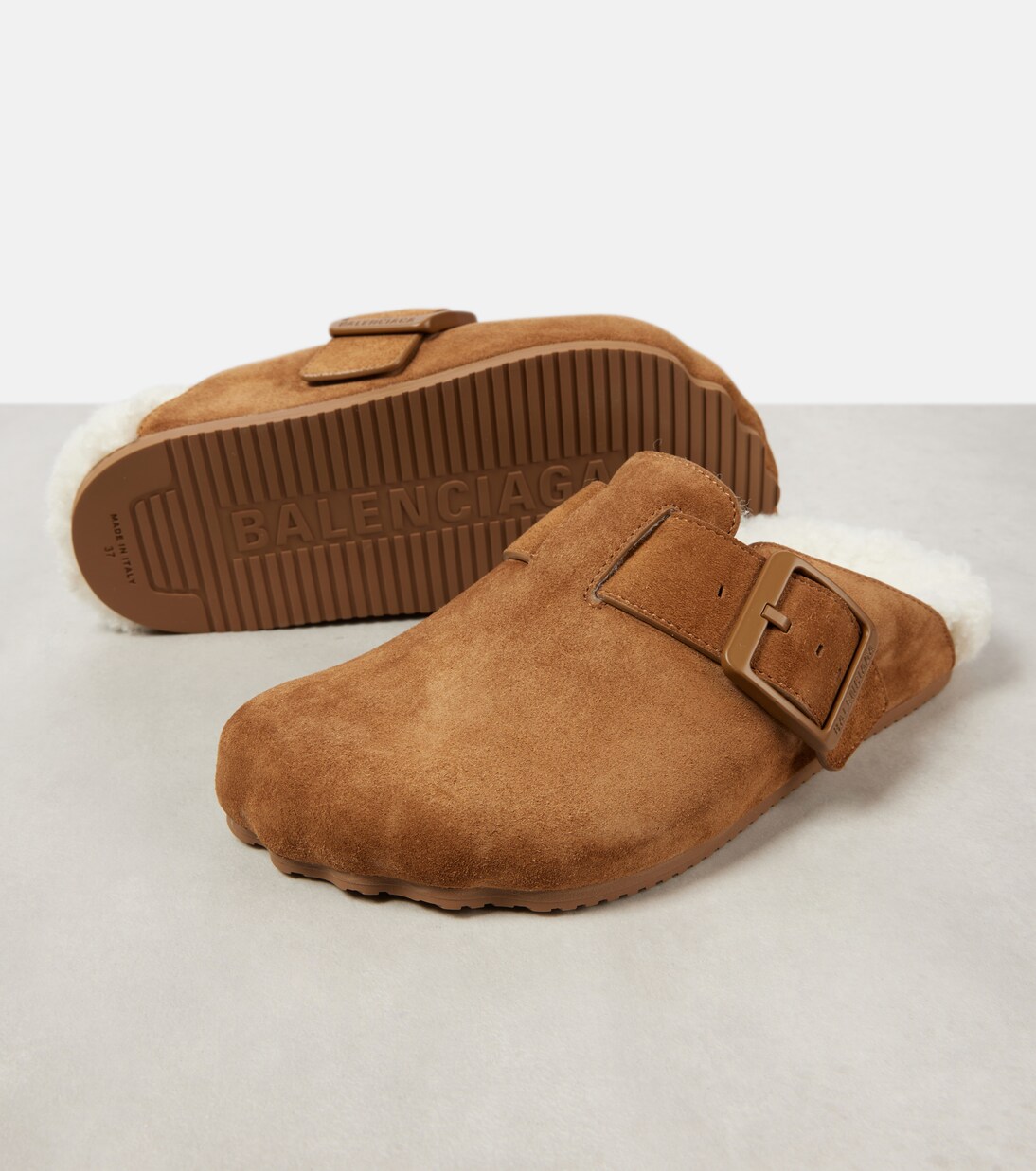 Sunday shearling-lined suede mules | Balenciaga