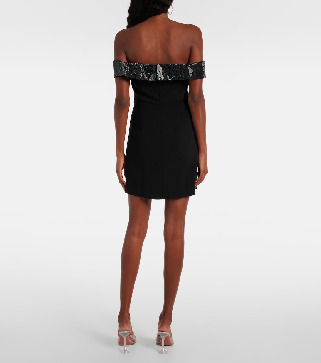 Robe en crêpe à encolure bardot | Self-Portrait