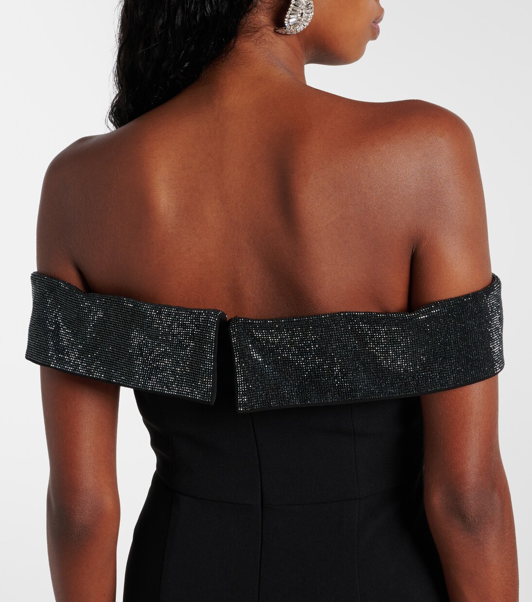 Robe en crêpe à encolure bardot | Self-Portrait