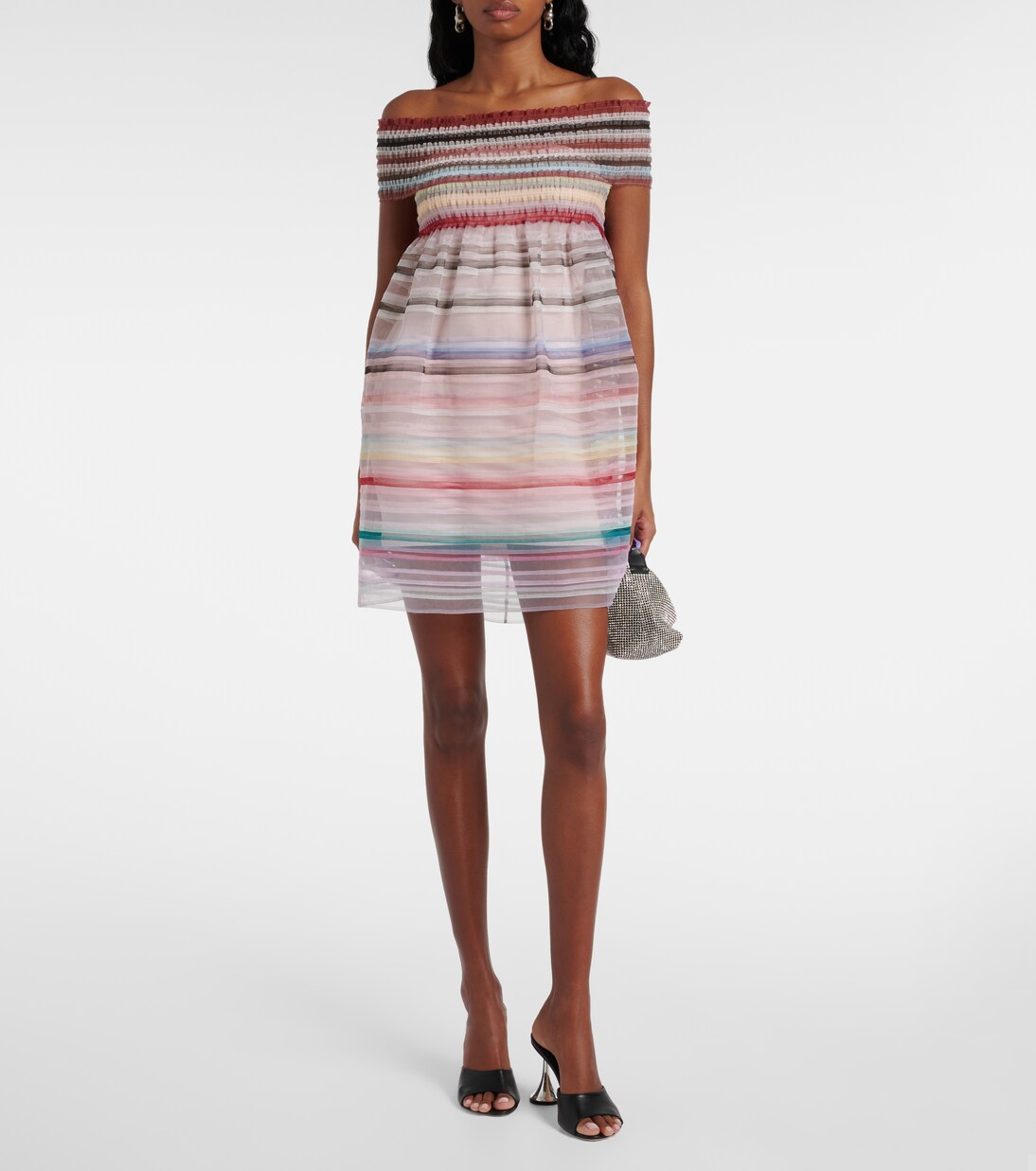 Robe rayée à encolure bardot | Susan Fang