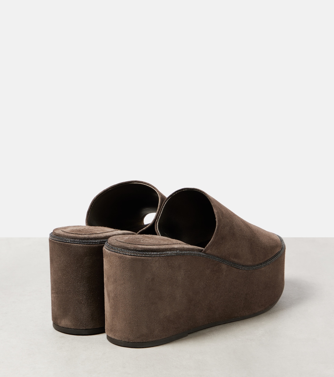 Monili suede wedge mules | Brunello Cucinelli