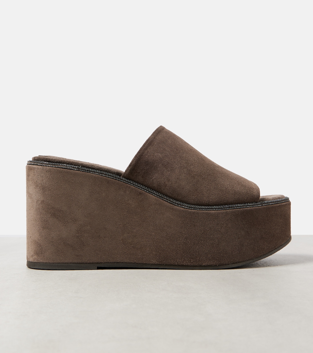 Monili suede wedge mules | Brunello Cucinelli