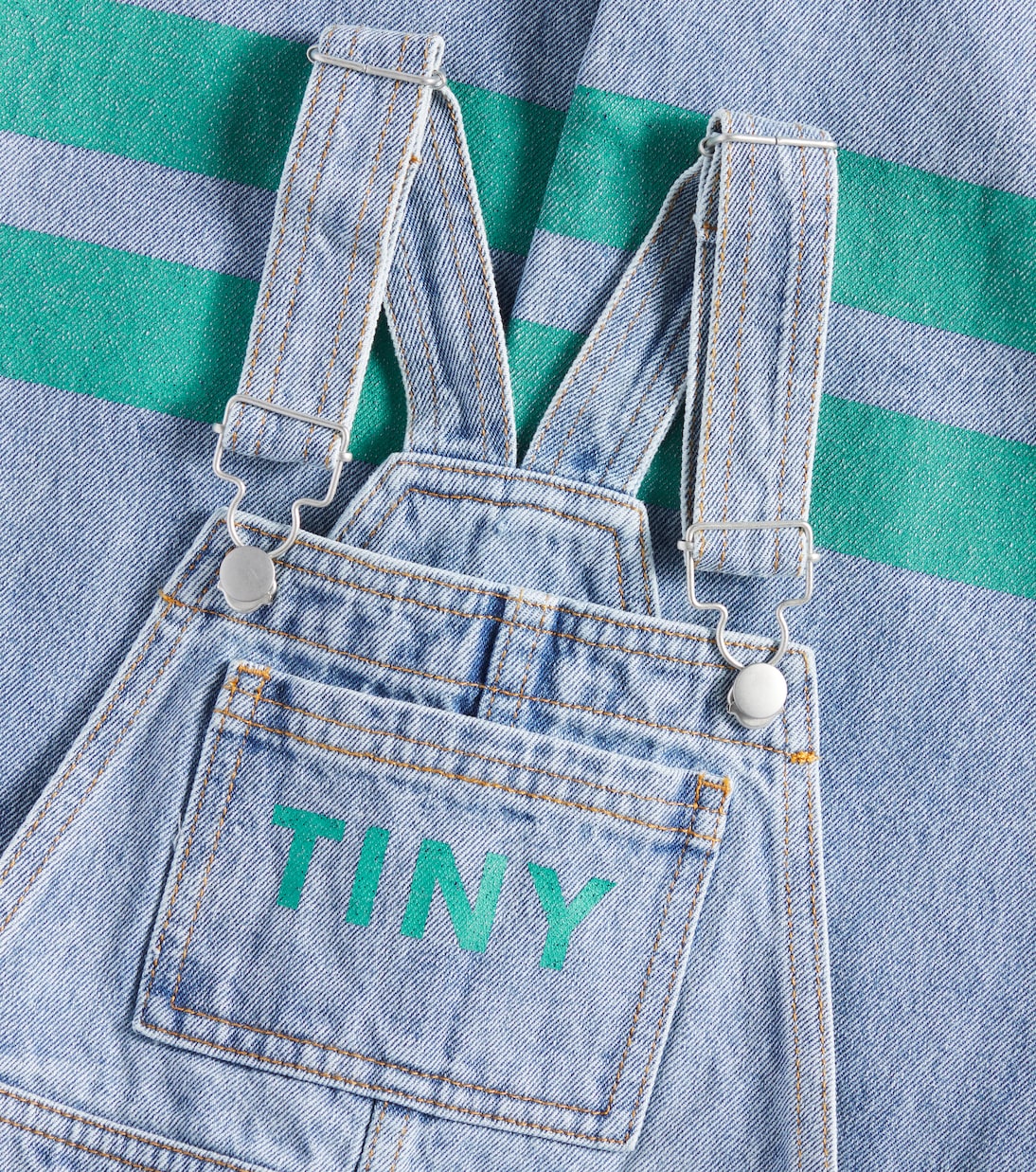 Stripes logo denim overalls | Tinycottons