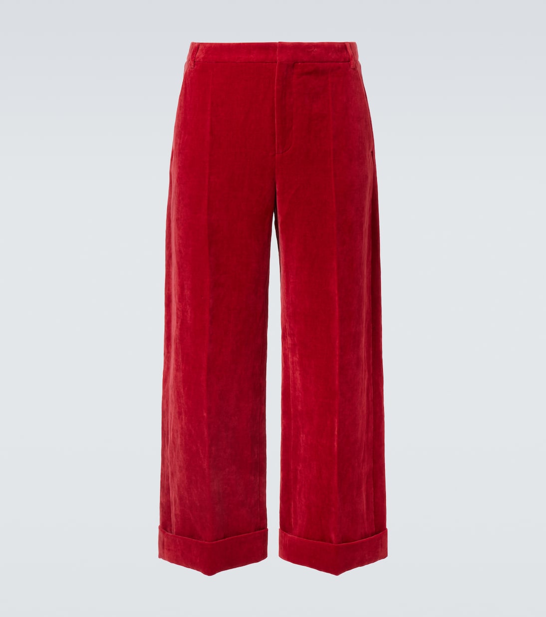 Cotton and linen velvet wide-leg pants | Valentino
