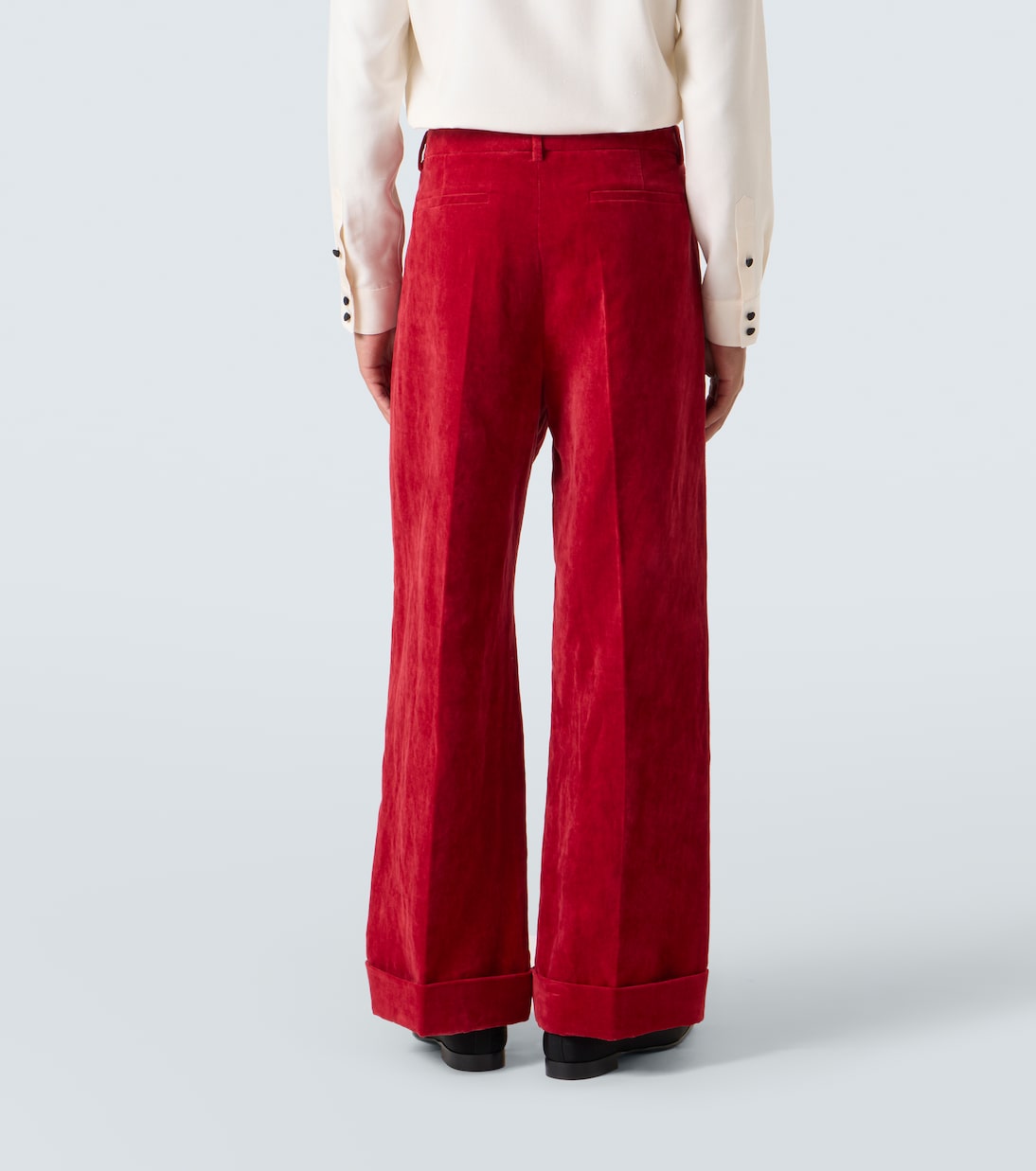 Cotton and linen velvet wide-leg pants | Valentino