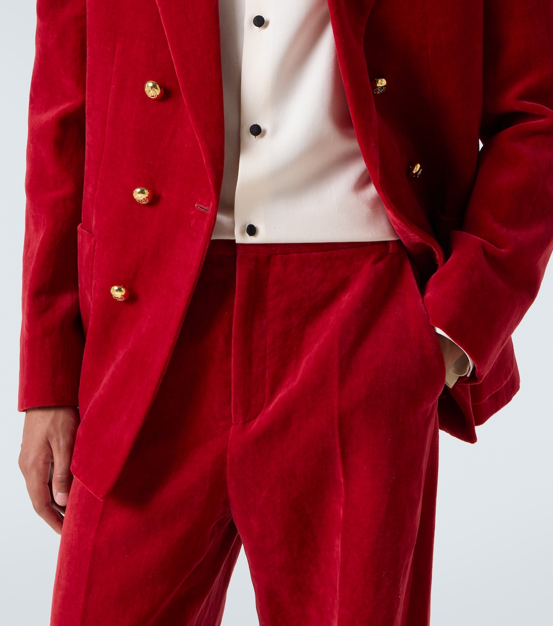 Cotton and linen velvet wide-leg pants | Valentino