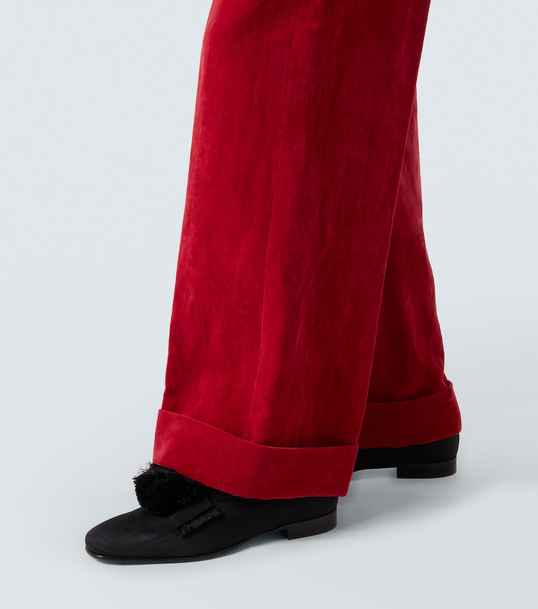 Cotton and linen velvet wide-leg pants | Valentino